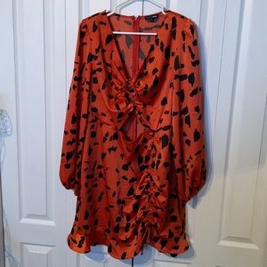 Animal Print Orange Satin Dress